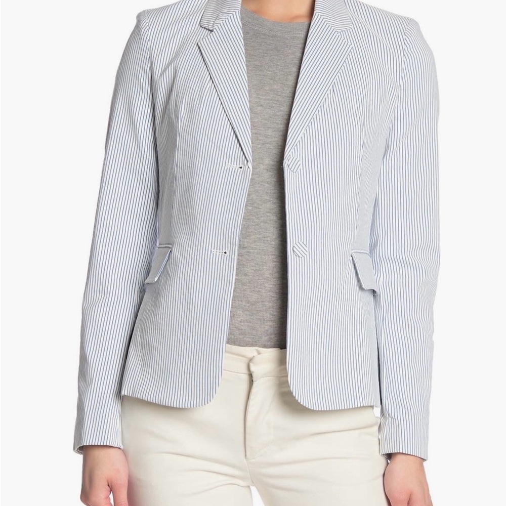 NWT beautiful Seersucker Stripe Cotton blend jacket Sz XL